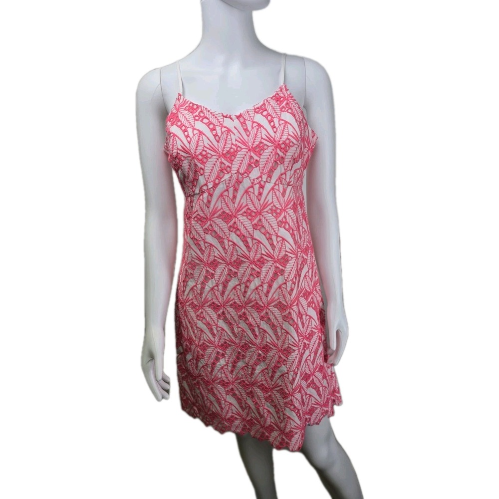 Crown and Ivy A Line dress Pink  White‎ Strappy Sleeve Short Cotton 10 Preppy